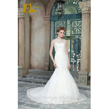 ED Bridal New Product Sexy Sleeveless O Neck Lace Appliqued Customized High End Mermaid Wedding Dress 2017